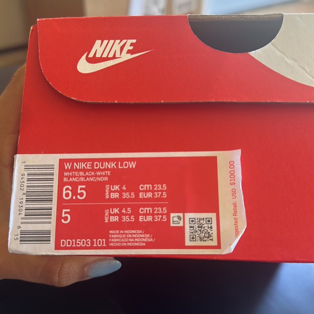 White/Black Nike Dunk Lows - Picture 5 of 5